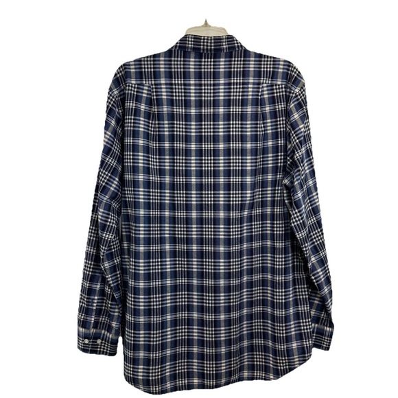 J McLaughlin Shirt Mens XL Trim Fit Blue Plaid Long Sleeve Cotton Button Down - Picture 2 of 8